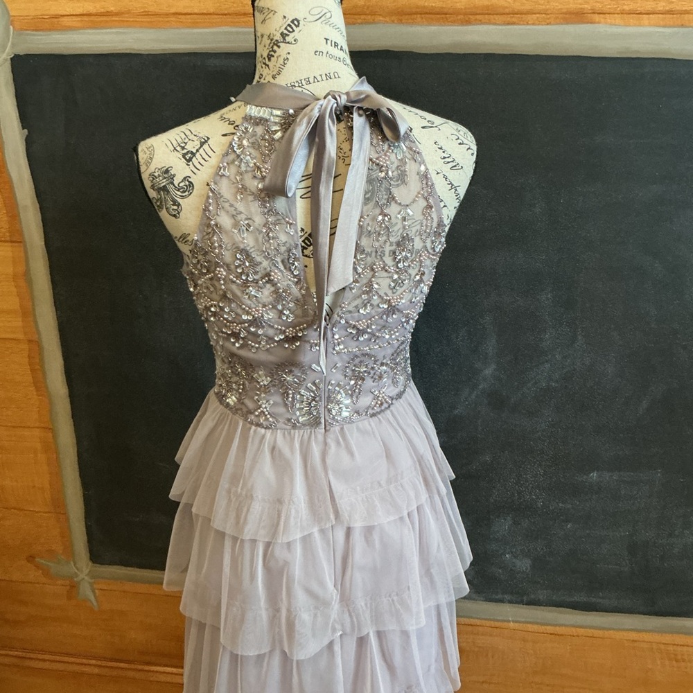 PROM Adrianna Papell dusty lavender beaded evening gown size 2 - Picture 3 of 12